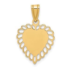 14k Yellow Gold Satin Scalloped Heart Necklace - 20 Inch